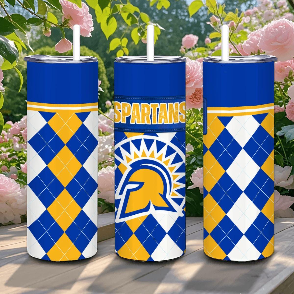 ColorFlow | San Jose State Spartans Inspired 20oz Straight Stainless Tumbler | Team Colors | Personalization Optional