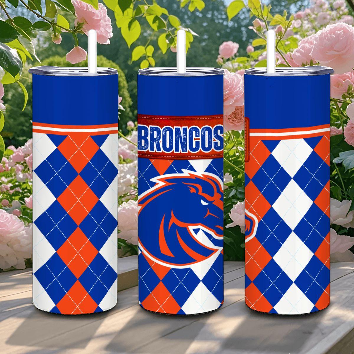 ColorFlow | Boise State Broncos Inspired 20oz Straight Stainless Tumbler | Game Day Style | Personalization Optional