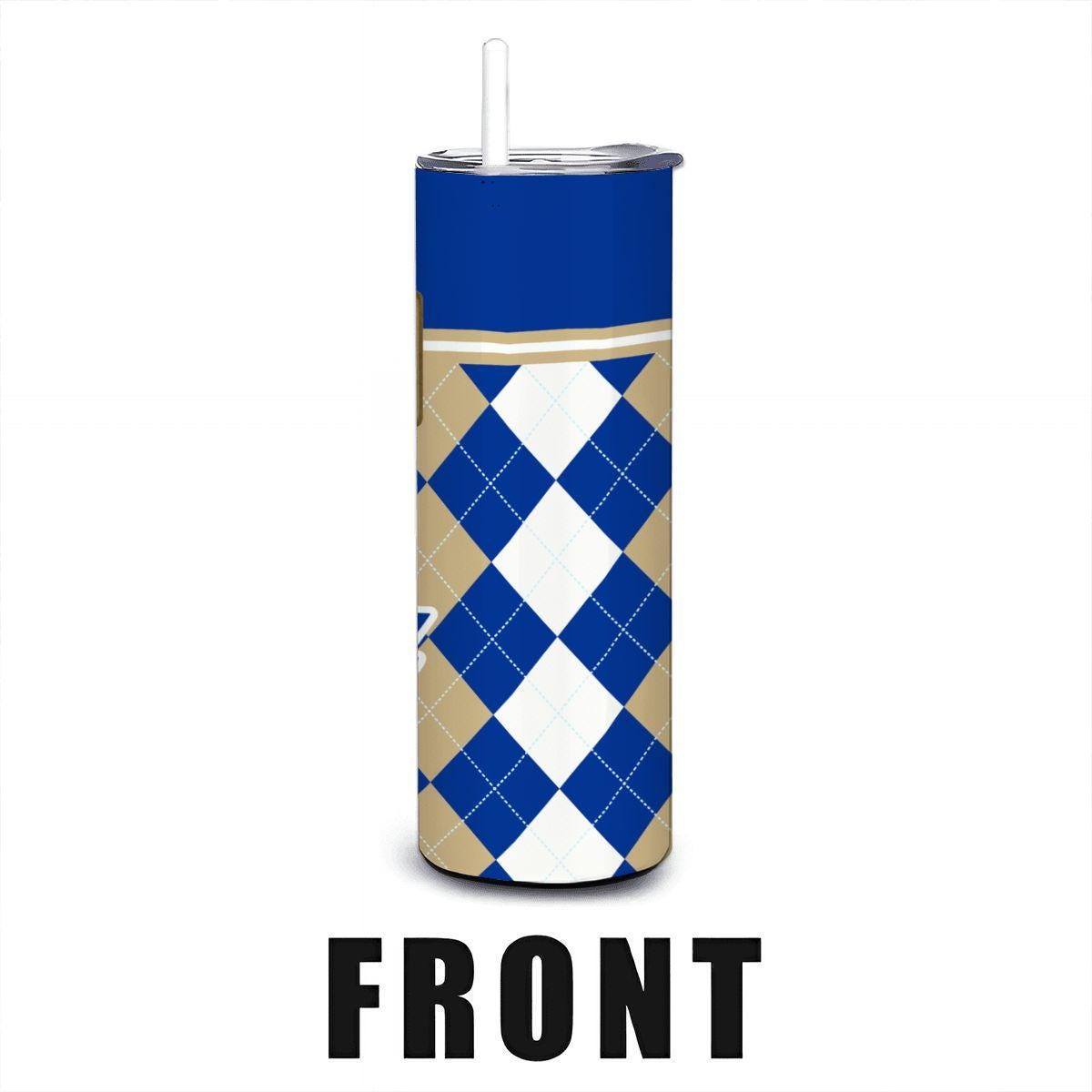 ColorFlow | Tulsa Golden Hurricane Inspired 20oz Straight Stainless Tumbler | Royal Blue Design | Personalization Optional