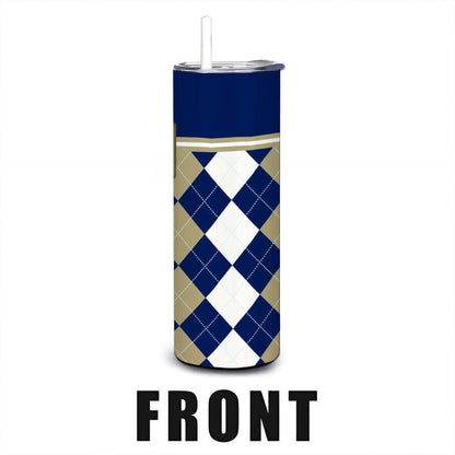 ColorFlow | Navy Midshipmen Inspired 20oz Straight Tumbler | Blue Gold Military Pride | Personalization Optional
