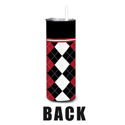 ColorFlow | Miami Ohio Inspired RedHawks Argyle Straight Tumbler 20oz Stainless Steel Drinkware Optional Personalization