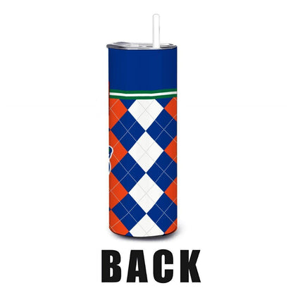 ColorFlow | Florida Gators Inspired 20oz Straight Stainless Tumbler | Blue Orange Spirit Style | Personalization Optional