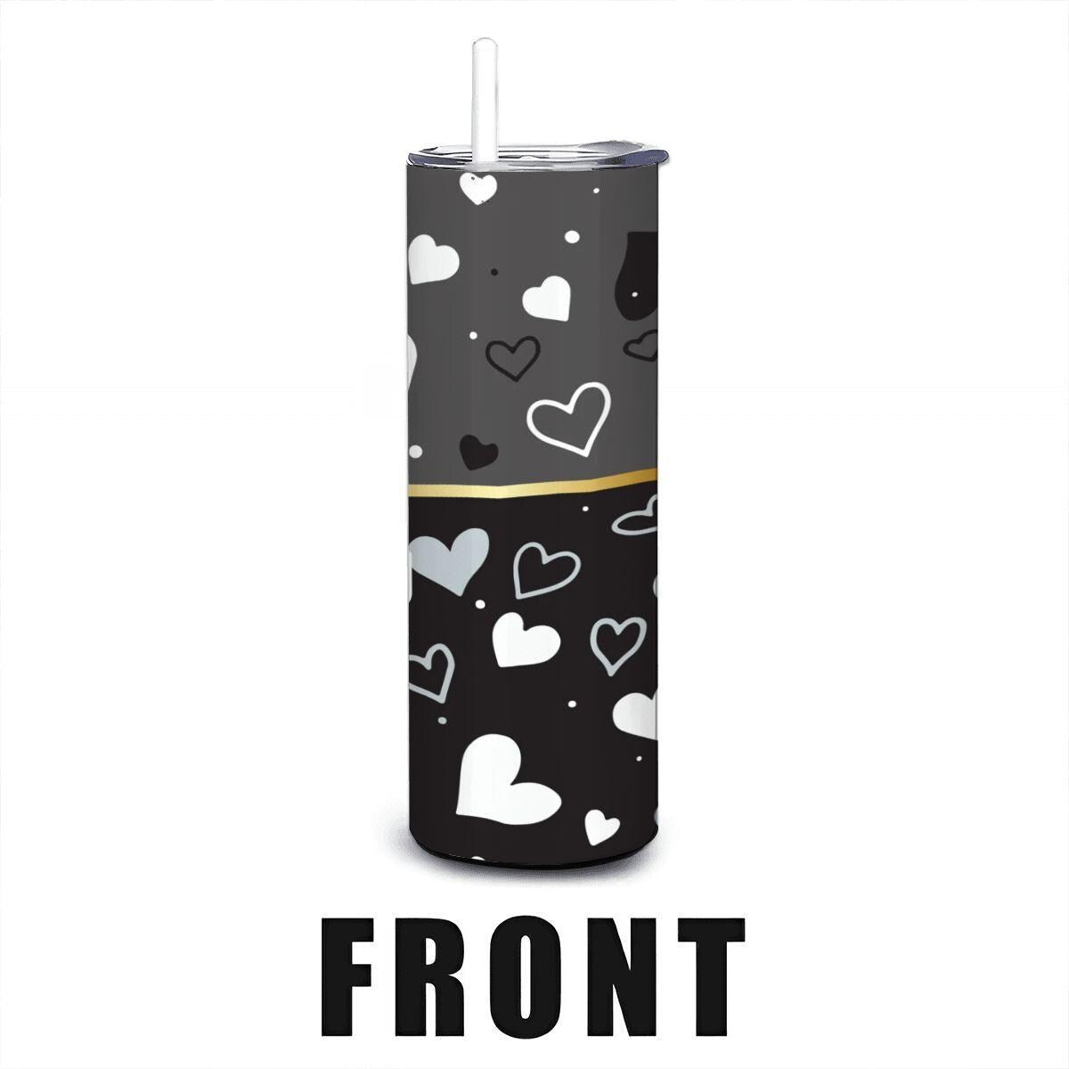 ColorFlow | Chicago Inspired White Sox Hearts Straight Tumbler 20oz Stainless Steel Drinkware Optional Personalization