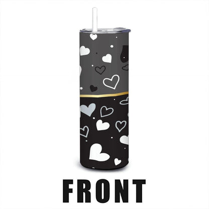 ColorFlow | Chicago Inspired White Sox Hearts Straight Tumbler 20oz Stainless Steel Drinkware Optional Personalization