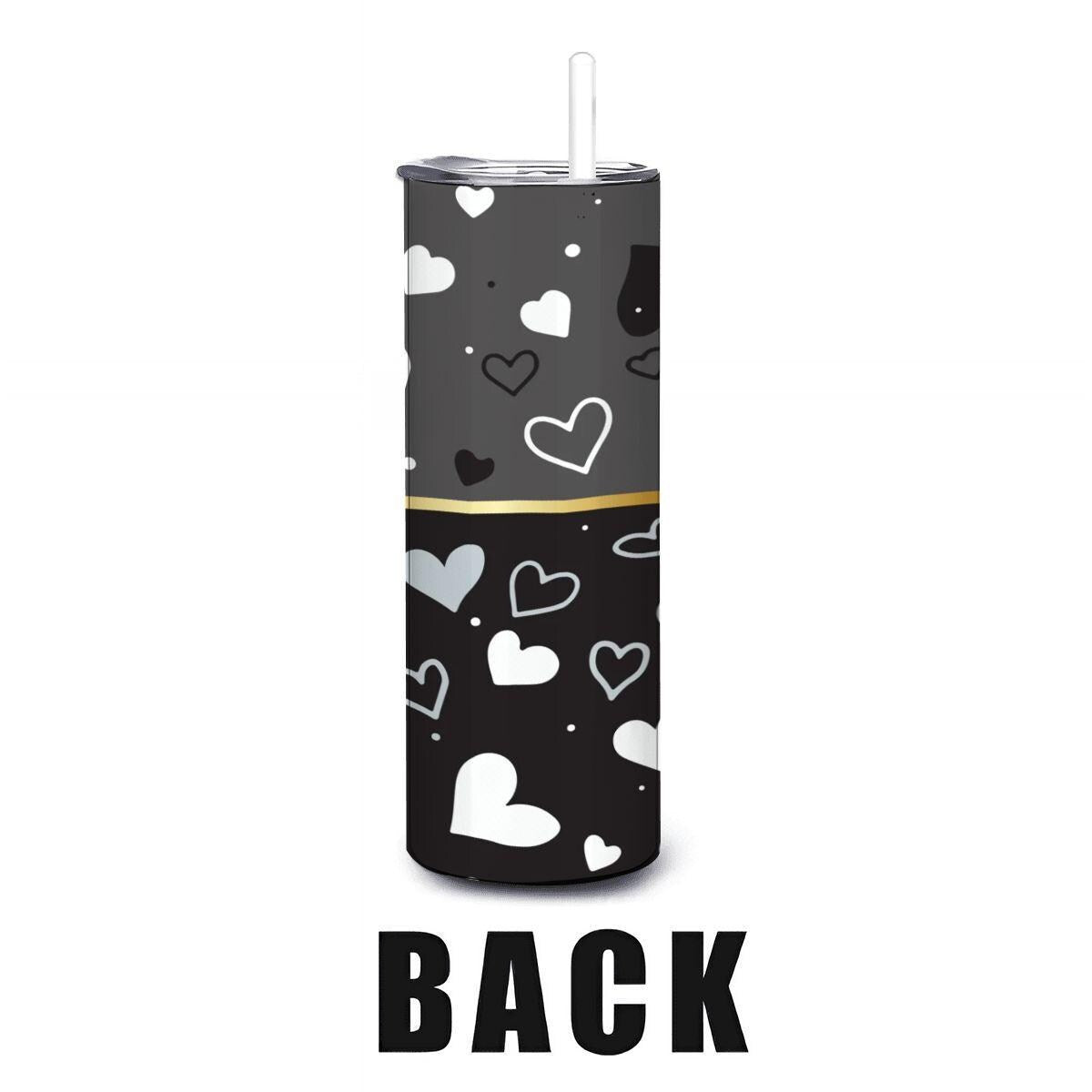 ColorFlow | Chicago Inspired White Sox Hearts Straight Tumbler 20oz Stainless Steel Drinkware Optional Personalization