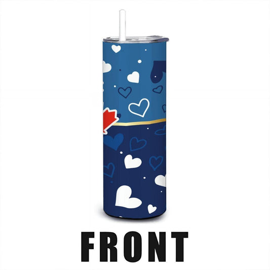 ColorFlow | Toronto Inspired Blue Jays Hearts Straight Tumbler 20oz Stainless Steel Gift Optional Personalization