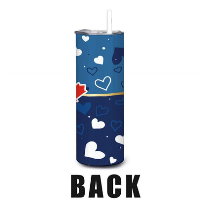 ColorFlow | Toronto Inspired Blue Jays Hearts Straight Tumbler 20oz Stainless Steel Gift Optional Personalization