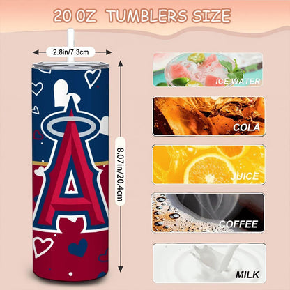 ColorFlow | Los Angeles Inspired Angels Hearts Straight Tumbler 20oz Stainless Steel Drinkware Optional Personalization