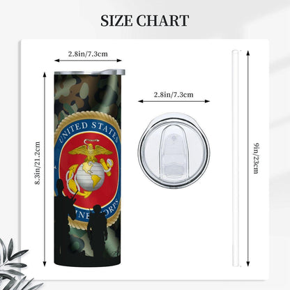 ColorFlow | Military Marine Inspired 20oz Straight Stainless Steel Tumbler Camouflage Patriotic Travel Cup