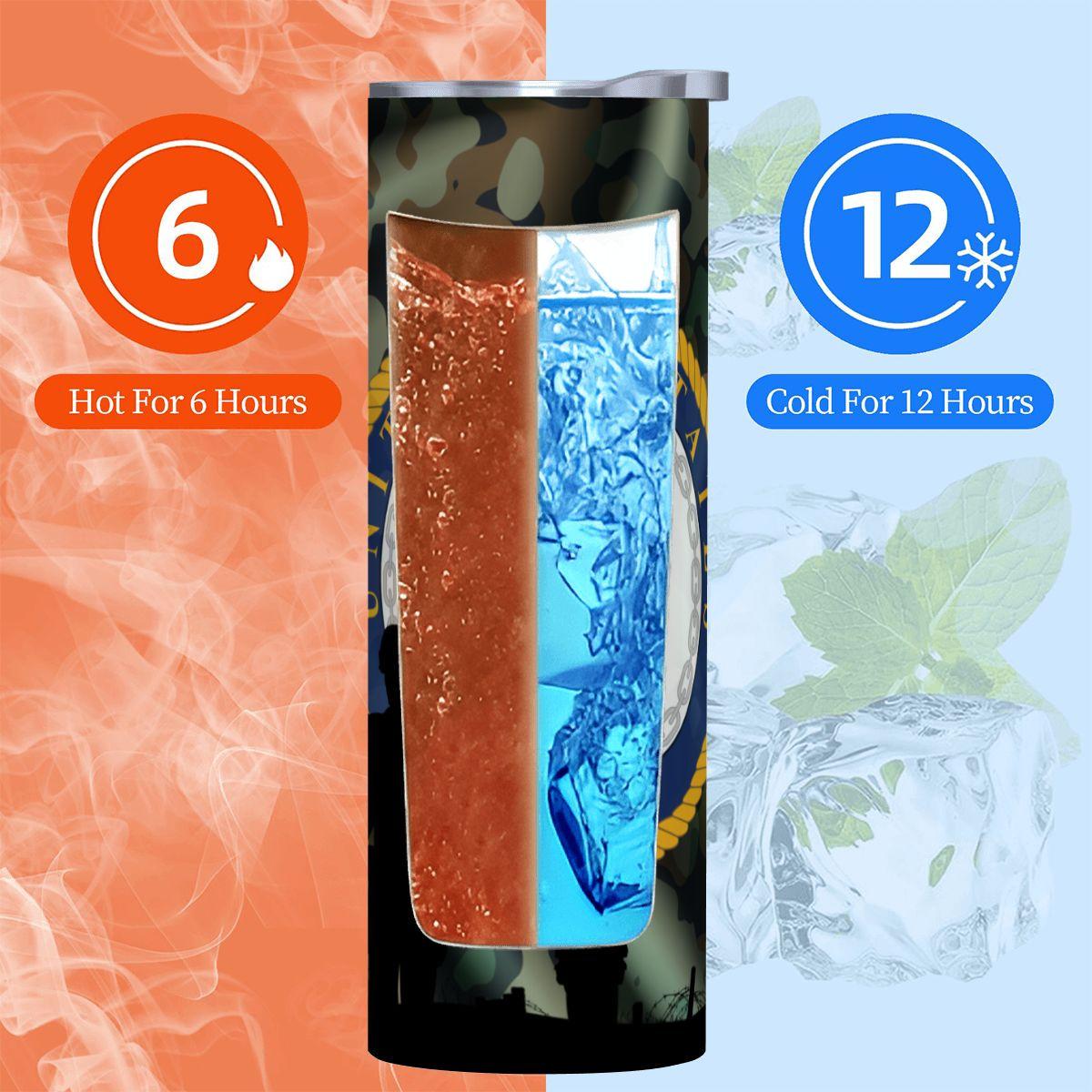 ColorFlow | Navy Inspired 20oz Straight Stainless Steel Tumbler Camouflage Patriotic Insulated Travel Cup