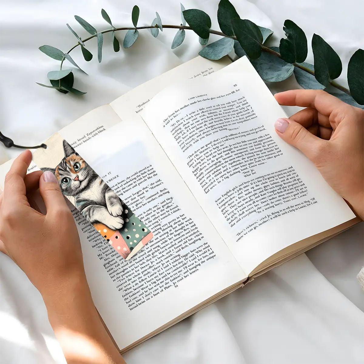 ColorFlow | Calico Cat Metal Bookmark Whimsical Feline Art Cozy Polka Dot Illustration Double Sided Design | Optional Patronizable