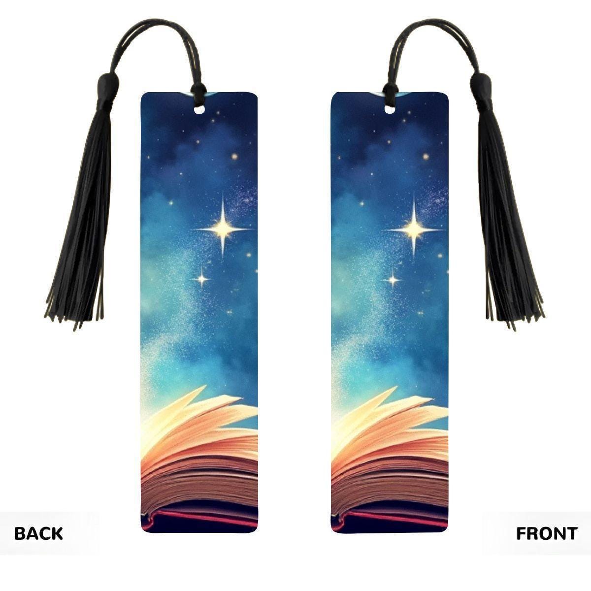 ColorFlow | Celestial Moon and Stars Book Metal Bookmark Magical Night Sky Reading Gift | Optional Personalization
