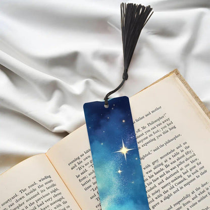 ColorFlow | Celestial Moon and Stars Book Metal Bookmark Magical Night Sky Reading Gift | Optional Personalization