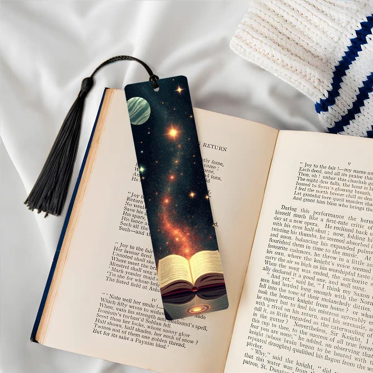 ColorFlow | Cosmic Galaxy Book Metal Bookmark Celestial Space Art Reading Lover Gift | Optional Personalization