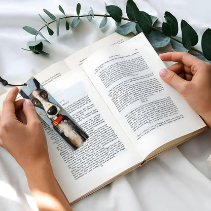 ColorFlow | Cute Dog with Heart Nose Metal Bookmark Whimsical Pet Lover Gift for Readers | Optional Personalization