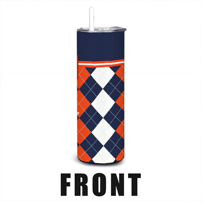 ColorFlow | Virginia Inspired Cavaliers Argyle Straight Tumbler 20oz Stainless Steel Drinkware Optional Personalization