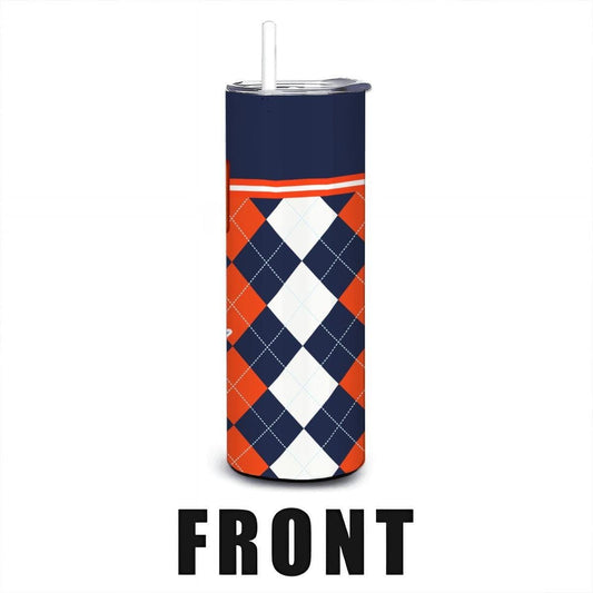 ColorFlow | Virginia Inspired Cavaliers Argyle Straight Tumbler 20oz Stainless Steel Drinkware Optional Personalization