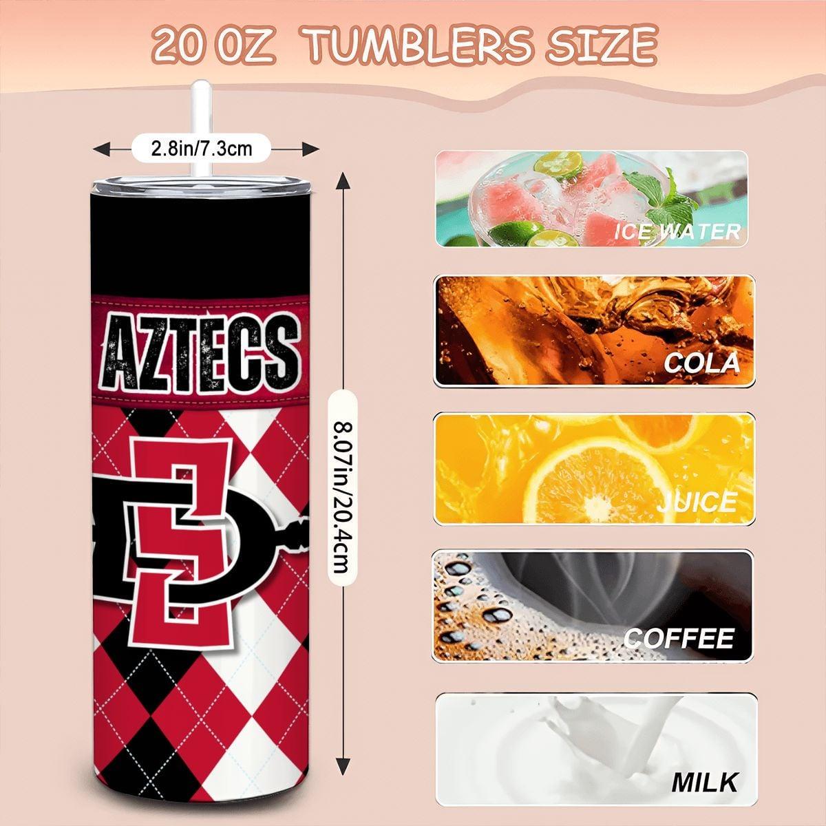 ColorFlow | San Diego State Aztecs Inspired 20oz Straight Tumbler | Custom Name Option | Stainless Steel