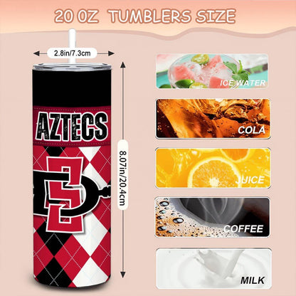 ColorFlow | San Diego State Aztecs Inspired 20oz Straight Tumbler | Custom Name Option | Stainless Steel