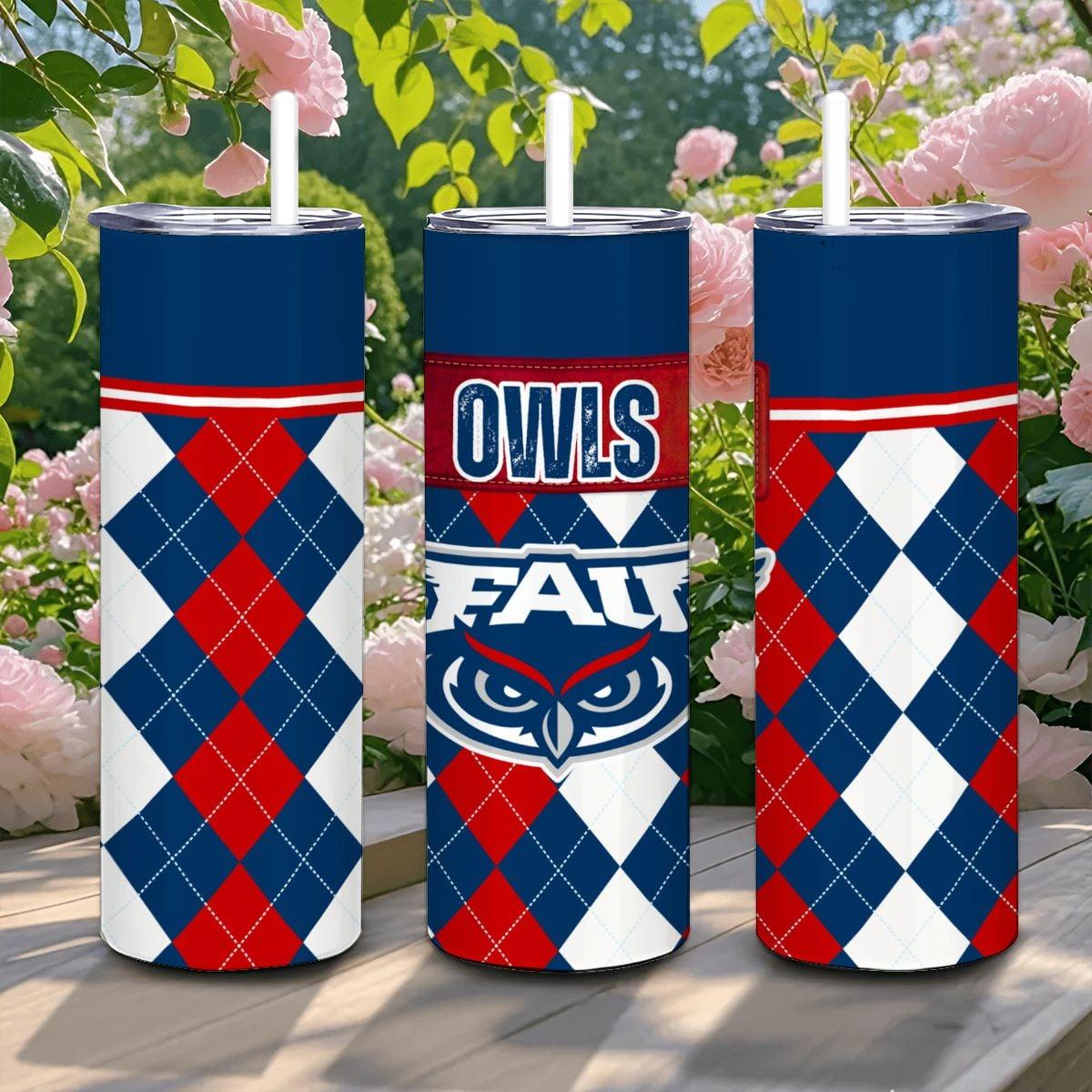 ColorFlow | Florida Atlantic Owls Inspired 20oz Straight Tumbler | College Spirit Drinkware | Personalization Optional