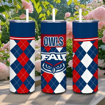 ColorFlow | Florida Atlantic Owls Inspired 20oz Straight Tumbler | College Spirit Drinkware | Personalization Optional