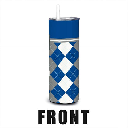 ColorFlow | Memphis Tigers Inspired 20oz Straight Stainless Tumbler | Blue Gray Tiger Power | Personalization Optional