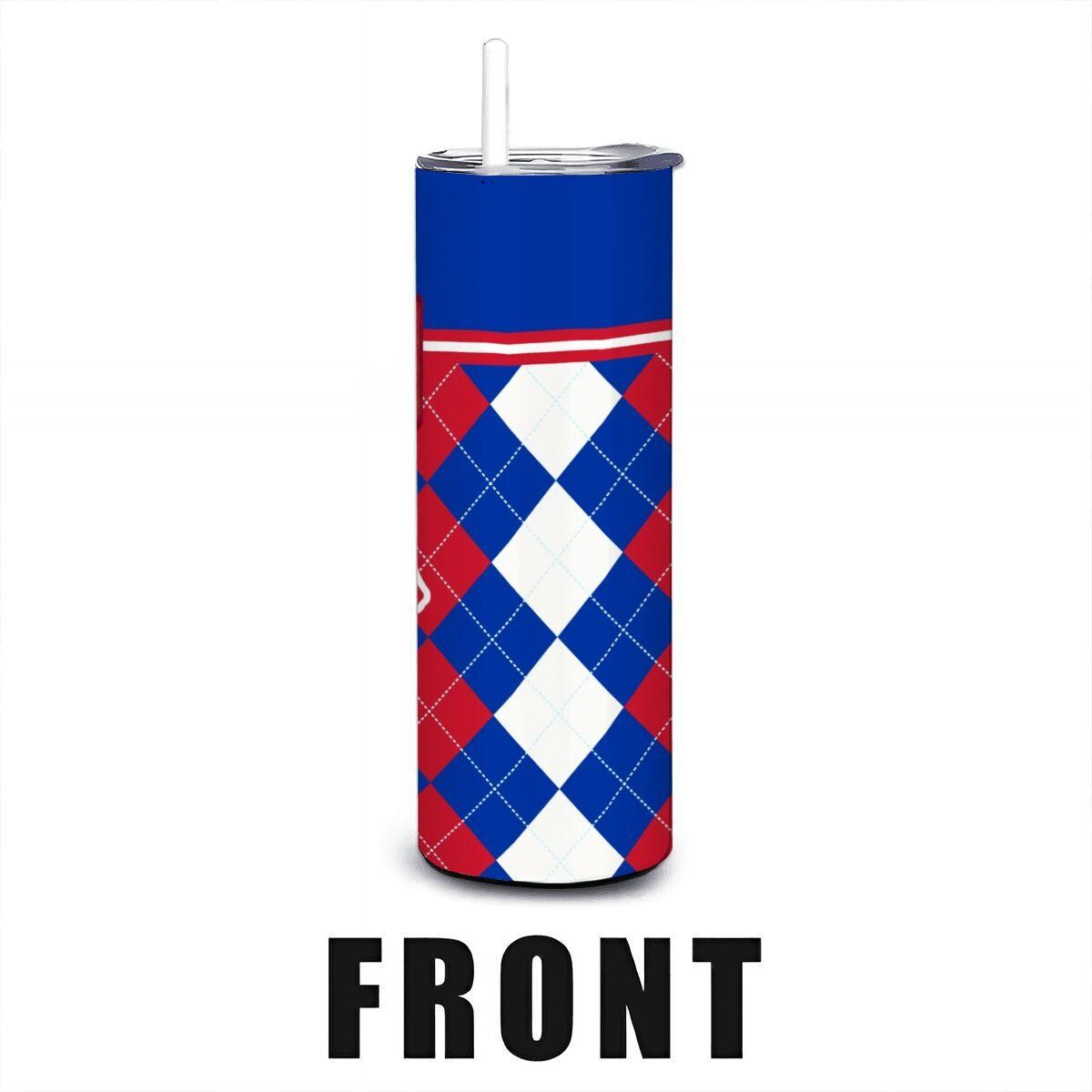 ColorFlow | SMU Mustangs Inspired 20oz Straight Stainless Tumbler | Red Blue Classic Pattern | Personalization Optional
