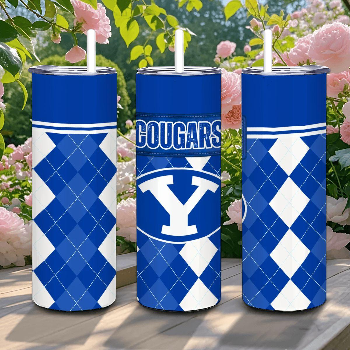 ColorFlow | BYU Cougars Inspired 20oz Straight Stainless Tumbler | Royal Blue Classic Design | Personalization Optional