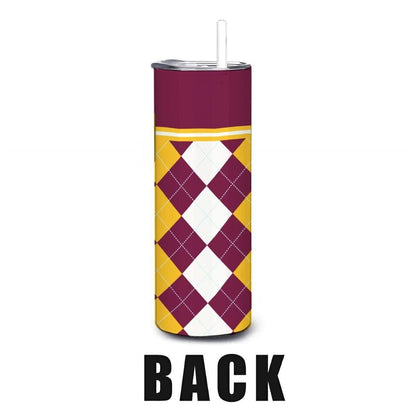 ColorFlow | Arizona State Sun Devils Inspired 20oz Straight Stainless Tumbler | Maroon Gold Power Look | Personalization Optional