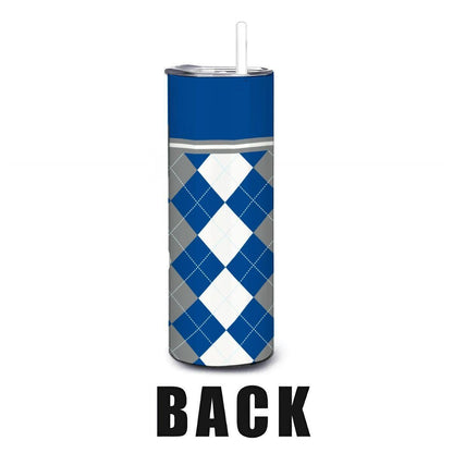 ColorFlow | Memphis Tigers Inspired 20oz Straight Stainless Tumbler | Blue Gray Tiger Power | Personalization Optional