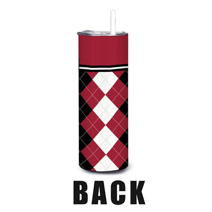 ColorFlow | Alabama Crimson Tide Inspired 20oz Straight Stainless Tumbler | Crimson Power Diamond Design | Personalization Optional