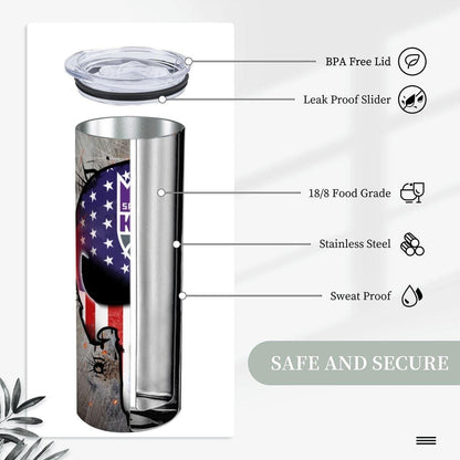 ColorFlow | Sacramento Basketball Inspired 20oz Straight Tumbler | Kings Skull American Flag Design | Personalization Optional