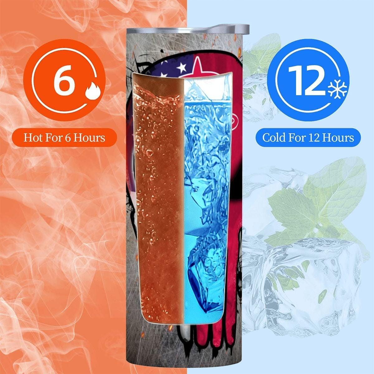 ColorFlow | Houston Basketball Inspired 20oz Straight Tumbler | Rockets Skull American Flag Design | Personalization Optional