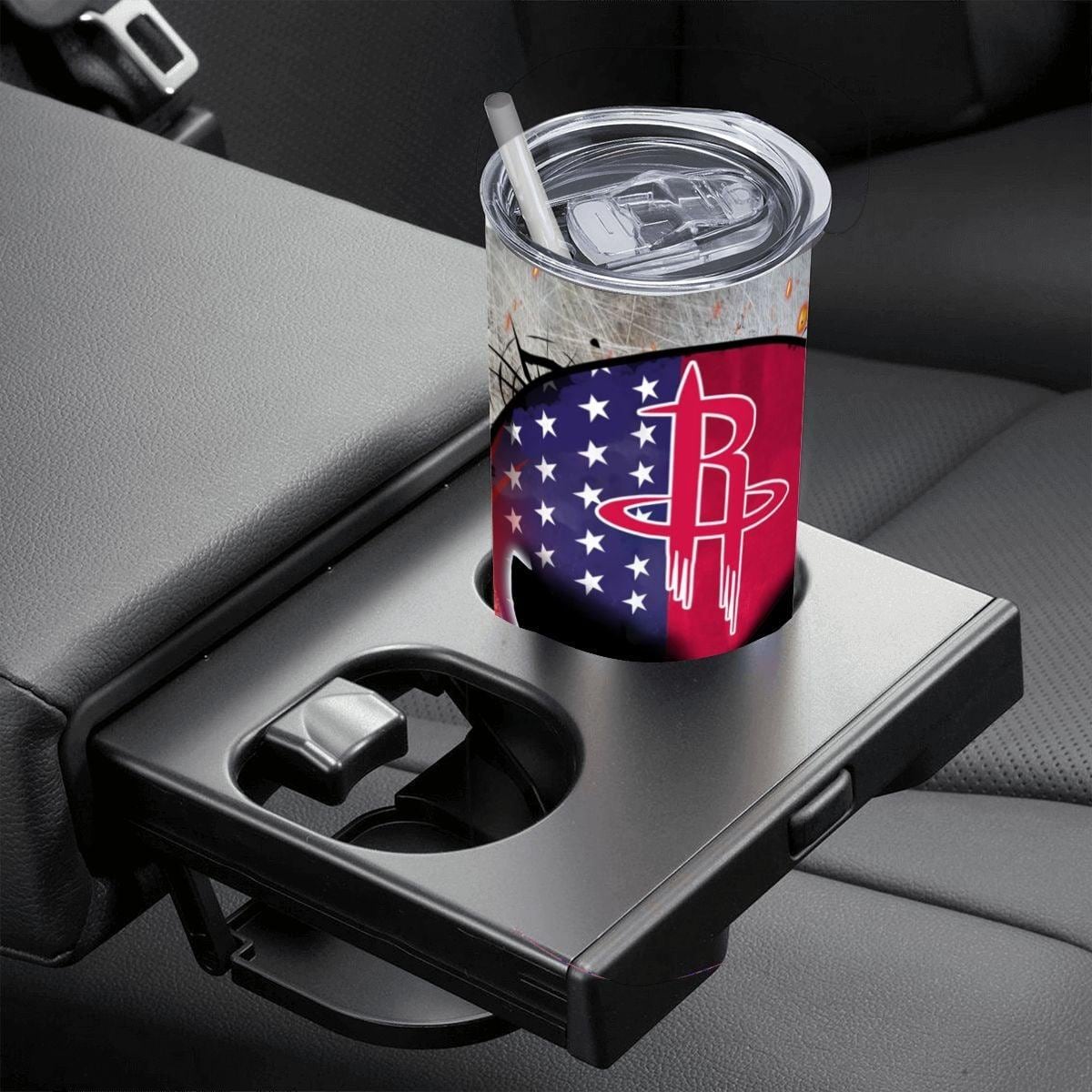 ColorFlow | Houston Basketball Inspired 20oz Straight Tumbler | Rockets Skull American Flag Design | Personalization Optional