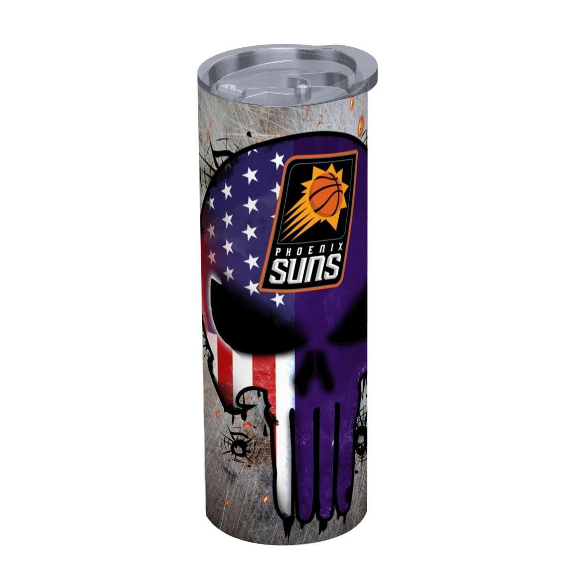 ColorFlow | Phoenix Basketball Inspired 20oz Straight Tumbler | Suns Skull American Flag Design | Personalization Optional