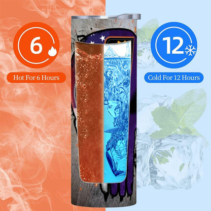 ColorFlow | Phoenix Basketball Inspired 20oz Straight Tumbler | Suns Skull American Flag Design | Personalization Optional