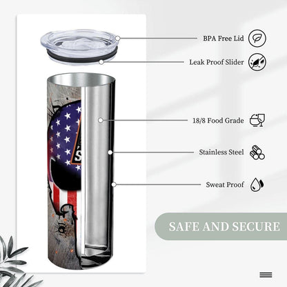 ColorFlow | Phoenix Basketball Inspired 20oz Straight Tumbler | Suns Skull American Flag Design | Personalization Optional