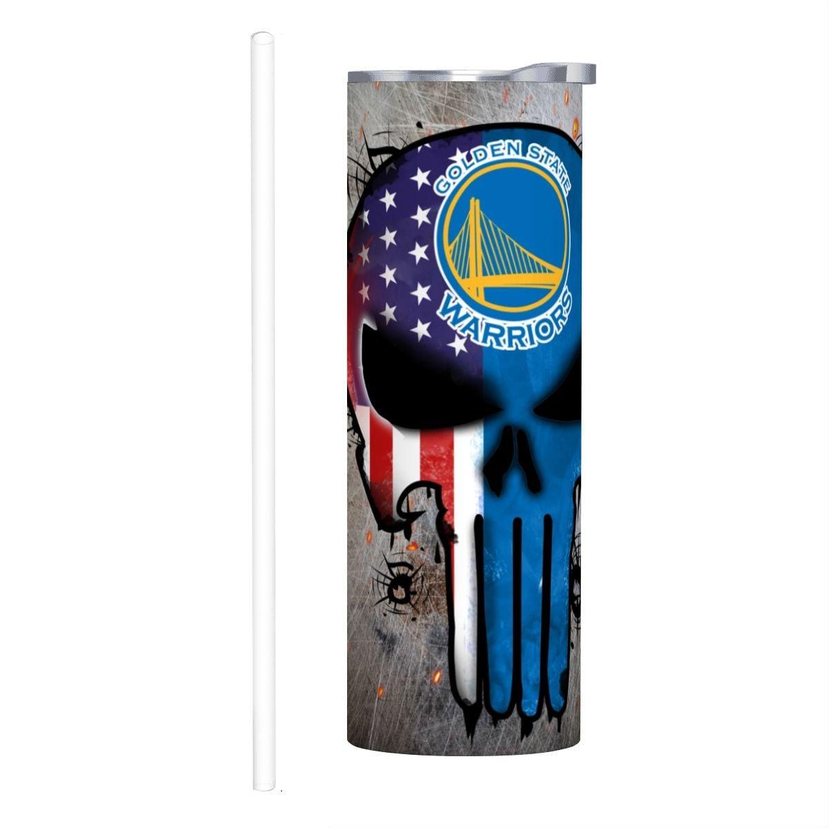 ColorFlow | Golden State Basketball Inspired 20oz Straight Tumbler | Warriors Skull American Flag Design | Personalization Optional