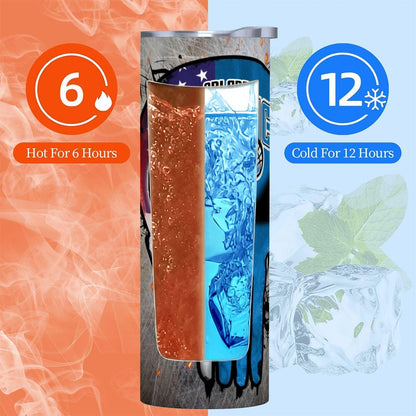ColorFlow | Orlando Basketball Inspired 20oz Straight Tumbler | Magic Skull American Flag Design | Personalization Optional