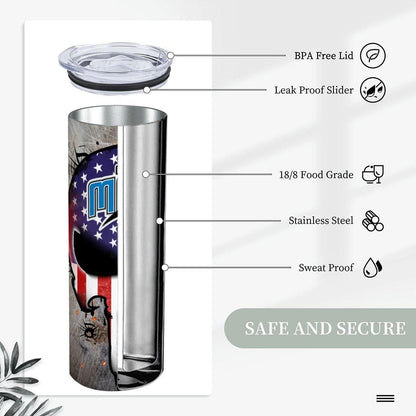 ColorFlow | Orlando Basketball Inspired 20oz Straight Tumbler | Magic Skull American Flag Design | Personalization Optional