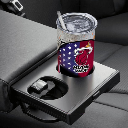 ColorFlow | Miami Basketball Inspired 20oz Straight Tumbler | Heat Skull American Flag Design | Personalization Optional