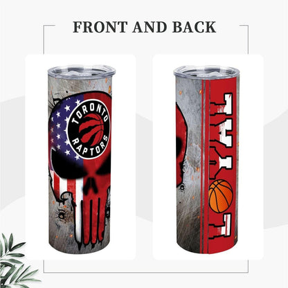 ColorFlow | Toronto Basketball Inspired 20oz Straight Tumbler | Raptors Skull American Flag Design | Personalization Optional