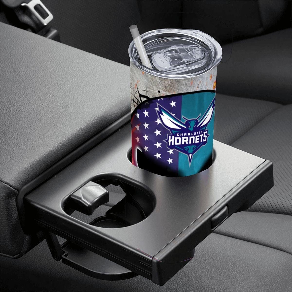 ColorFlow | Charlotte Basketball Inspired 20oz Straight Tumbler | Hornets Skull American Flag Design | Personalization Optional