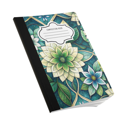 ColorFlow | Serene Green Floral Composition Notebook | Elegant Botanical Mandala Journal for School and Writing