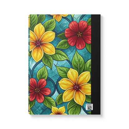 ColorFlow | Aqua Blossom Garden Composition Notebook | Bright Stained Glass Floral Journal for School and Creativity
