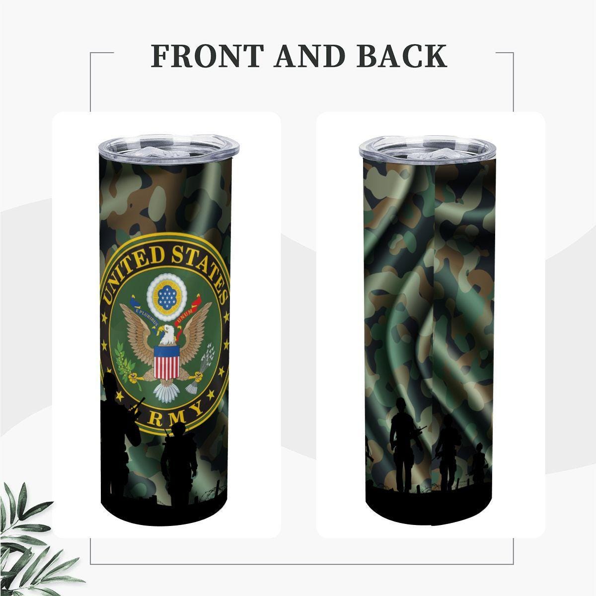 ColorFlow | Army Inspired 20oz Straight Stainless Steel Tumbler Military Camouflage Patriotic Insulated Cup