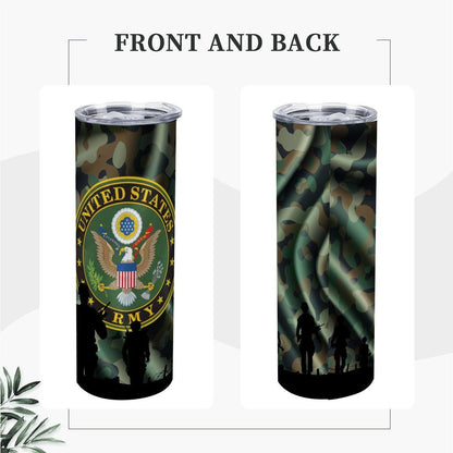 ColorFlow | Army Inspired 20oz Straight Stainless Steel Tumbler Military Camouflage Patriotic Insulated Cup