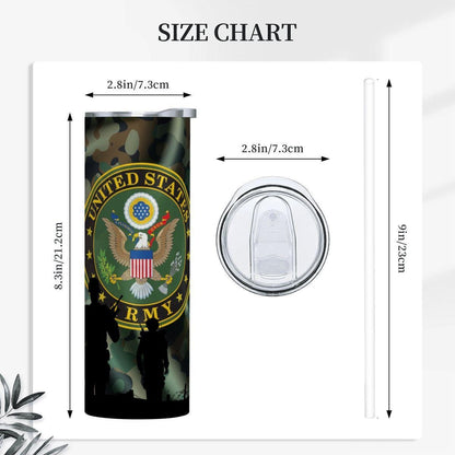 ColorFlow | Army Inspired 20oz Straight Stainless Steel Tumbler Military Camouflage Patriotic Insulated Cup