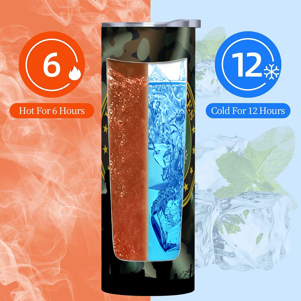 ColorFlow | Army Inspired 20oz Straight Stainless Steel Tumbler Military Camouflage Patriotic Insulated Cup