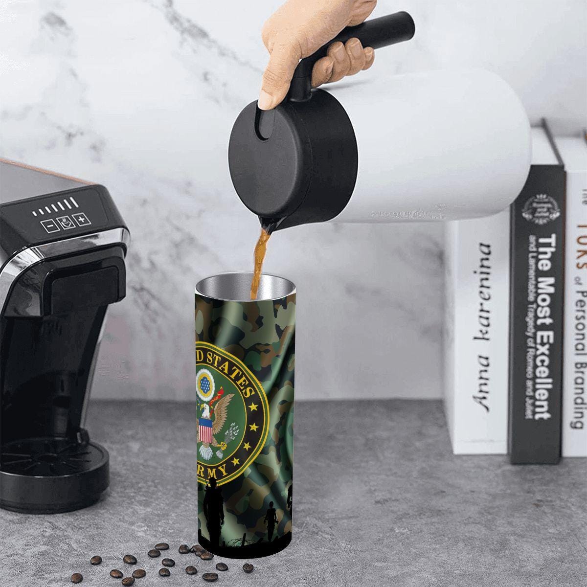 ColorFlow | Army Inspired 20oz Straight Stainless Steel Tumbler Military Camouflage Patriotic Insulated Cup